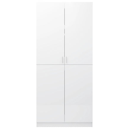 Wardrobe High Gloss White 80x52x180 cm Kings Warehouse 