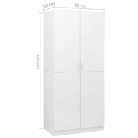 Wardrobe High Gloss White 80x52x180 cm Kings Warehouse 