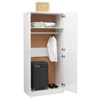 Wardrobe High Gloss White 80x52x180 cm Kings Warehouse 