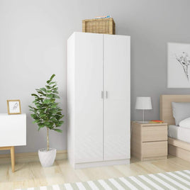 Wardrobe High Gloss White 80x52x180 cm Kings Warehouse 