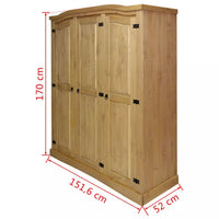 Wardrobe Mexican Pine Corona Range 3 Doors Kings Warehouse 