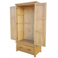 Wardrobe with 1 Drawer 90x52x183 cm Solid Oak Wood Kings Warehouse 