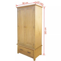 Wardrobe with 1 Drawer 90x52x183 cm Solid Oak Wood Kings Warehouse 
