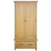 Wardrobe with 1 Drawer 90x52x183 cm Solid Oak Wood Kings Warehouse 