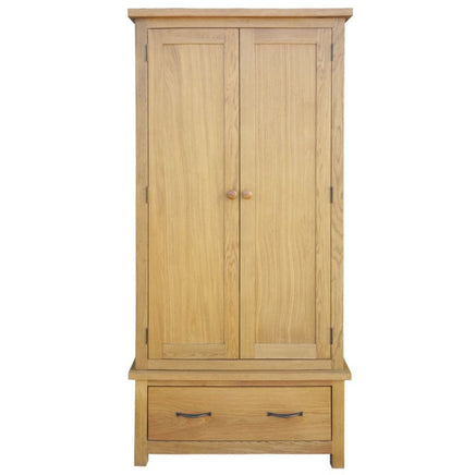 Wardrobe with 1 Drawer 90x52x183 cm Solid Oak Wood Kings Warehouse 