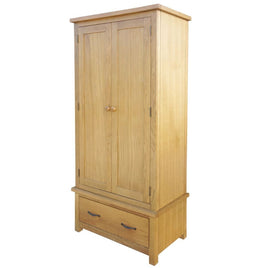 Wardrobe with 1 Drawer 90x52x183 cm Solid Oak Wood Kings Warehouse 