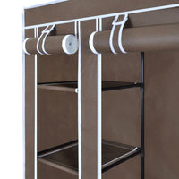 Wardrobe with Compartments and Rods 45x150x176 cm Brown Fabric Kings Warehouse 