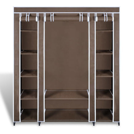 Wardrobe with Compartments and Rods 45x150x176 cm Brown Fabric Kings Warehouse 