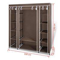 Wardrobe with Compartments and Rods 45x150x176 cm Brown Fabric Kings Warehouse 