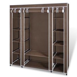 Wardrobe with Compartments and Rods 45x150x176 cm Brown Fabric Kings Warehouse 