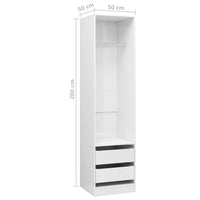 Wardrobe with Drawers High Gloss White 50x50x200 cm Kings Warehouse 