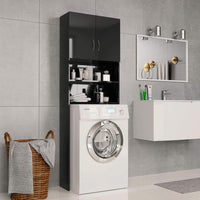Washing Machine Cabinet High Gloss Black 64x25.5x190 cm Kings Warehouse 