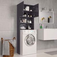Washing Machine Cabinet High Gloss Grey 64x25.5x190 cm Kings Warehouse 