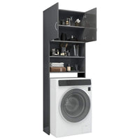 Washing Machine Cabinet High Gloss Grey 64x25.5x190 cm Kings Warehouse 