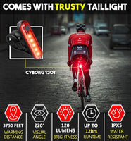 Waterproof Rechargeable LED Bike Lights Set (2000mah Lithium Battery, IPX4, 2 USB Cables) Kings Warehouse 