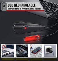 Waterproof Rechargeable LED Bike Lights Set (2000mah Lithium Battery, IPX4, 2 USB Cables) Kings Warehouse 