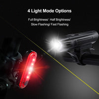 Waterproof Rechargeable LED Bike Lights Set (2000mah Lithium Battery, IPX4, 2 USB Cables) Kings Warehouse 