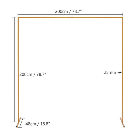 Wedding Arch Gold Square Backdrop Flower Display Stand Background 2.2M Kings Warehouse 