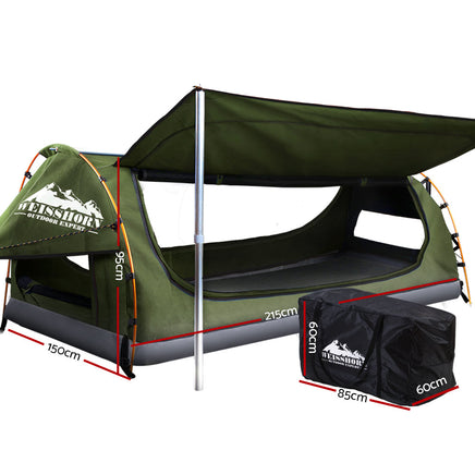 Weisshorn Double Swag Camping Swags Canvas Free Standing Dome Tent Celadon Camping Supplies Kings Warehouse 