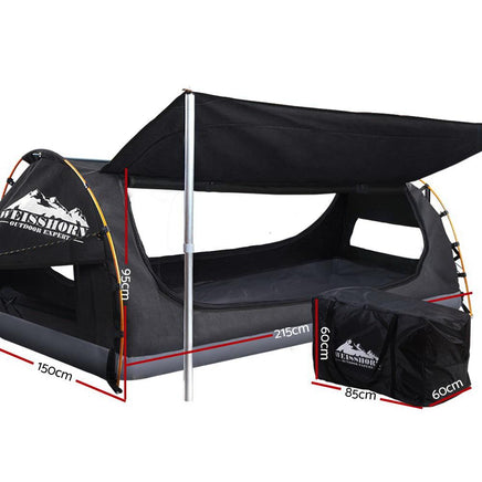 Weisshorn Double Swag Camping Swags Canvas Free Standing Dome Tent Dark Grey Outdoor Kings Warehouse 
