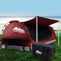 Weisshorn Double Swag Camping Swags Canvas Free Standing Dome Tent Red with 7CM Mattress Outdoor Kings Warehouse 