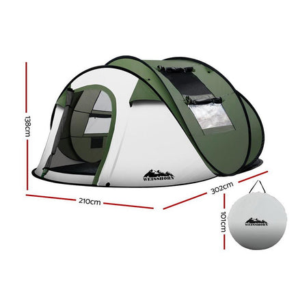 Weisshorn Instant Up Camping Tent 4-5 Person Pop up Tents Family Hiking Beach Dome Outdoor Kings Warehouse 