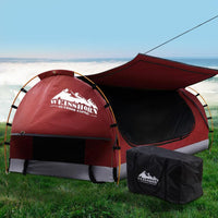 Weisshorn Swag King Single Camping Swags Canvas Free Standing Dome Tent Red with 7CM Mattress Outdoor Kings Warehouse 