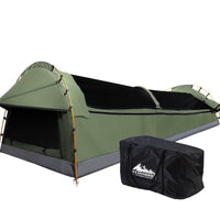 Swags King Single Camping Swag Canvas Tent Deluxe With Mattress