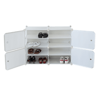 White Cube DIY Shoe Cabinet Rack Storage Portable Stackable Organiser Stand Kings Warehouse 