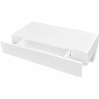White MDF Floating Wall Display Shelf 1 Drawer Book/DVD Storage Kings Warehouse 