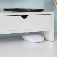 White Monitor Stand Desk Organizer with 2 Drawers Kings Warehouse 