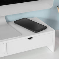 White Monitor Stand Desk Organizer with 2 Drawers Kings Warehouse 