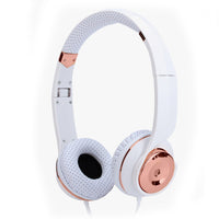 White Rose Gold Holysmoke Motif On Ear Foldable Headphones Kings Warehouse 