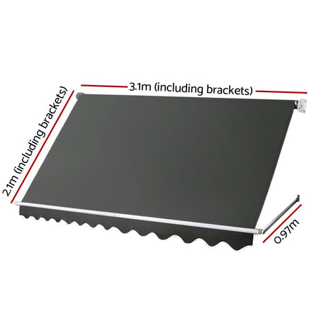 Window Fixed Pivot Arm Awning Outdoor Blinds Retractable Canopy3.1X2.1M Kings Warehouse 