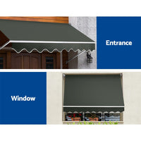 Window Fixed Pivot Arm Awning Outdoor Blinds Retractable Patio 2.4X2.1M KingsWarehouse 