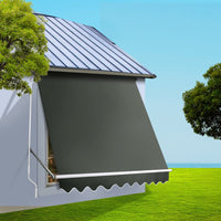 Window Fixed Pivot Arm Awning Outdoor Blinds Retractable Patio 2.4X2.1M KingsWarehouse 