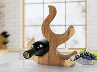 Wine Rack Carved Wood 3 bottle Wine Storage-Acacia Wood handcrafted KingsWarehouse 