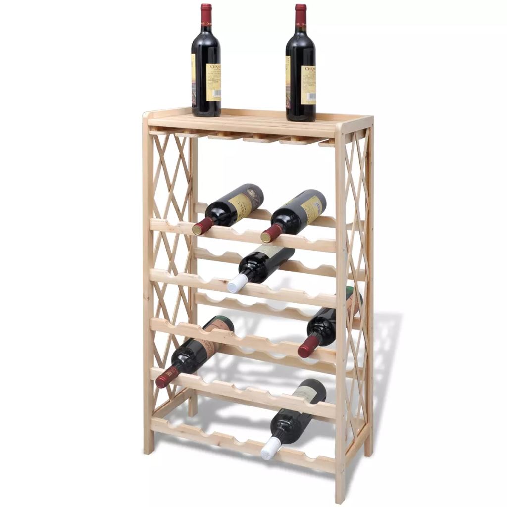 Wine Rack for 25 Bottles Wood Kings Warehouse 