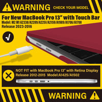 Wine Red MacBook Pro 13 Inch Case 2016-2023 M1 M2 A2338 A2289 A2251 A2159 Hard Shell Case Keyboard Cover Kings Warehouse 