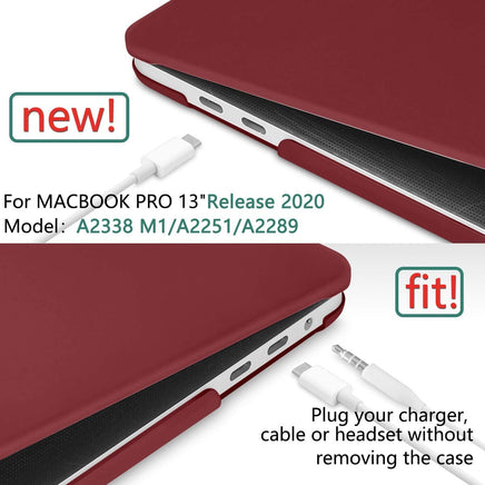 Wine Red MacBook Pro 13 Inch Case 2016-2023 M1 M2 A2338 A2289 A2251 A2159 Hard Shell Case Keyboard Cover Kings Warehouse 