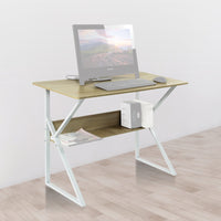 Wood & Metal Computer Desk with Shelf Home Office Furniture Kings Warehouse 