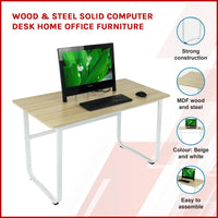 Wood & Steel Solid Computer Desk Home Office Furniture Kings Warehouse 