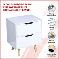 Wooden Bedside Table 2 Drawers Cabinet Storage Night Stand Kings Warehouse 