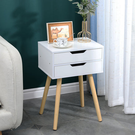 Wooden Bedside Table 2 Drawers Cabinet Storage Tall Night Stand bedroom furniture Kings Warehouse 