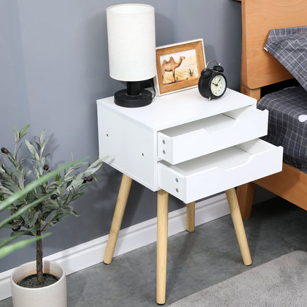 Wooden Bedside Table 2 Drawers Cabinet Storage Tall Night Stand bedroom furniture Kings Warehouse 