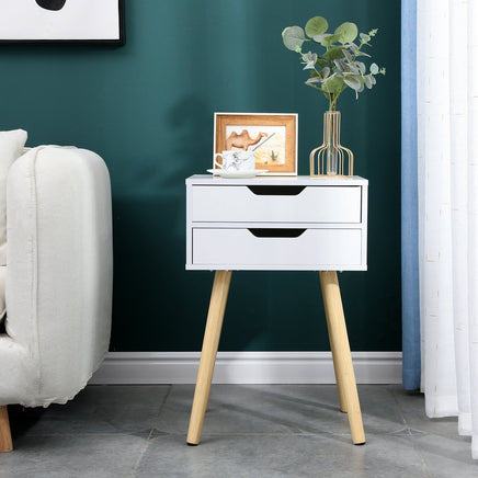 Wooden Bedside Table 2 Drawers Cabinet Storage Tall Night Stand bedroom furniture Kings Warehouse 