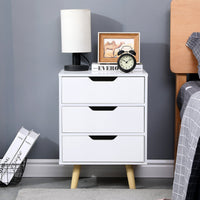 Wooden Bedside Table 3 Drawers Cabinet Storage Night Stand Kings Warehouse 