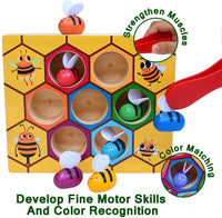 Wooden Bee Toddler Fine Motor Skill Toy - (Montessori Wooden Puzzle Early Learning Preschool Educational Kids) Kings Warehouse 