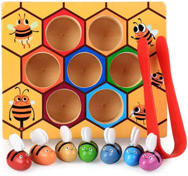 Wooden Bee Toddler Fine Motor Skill Toy - (Montessori Wooden Puzzle Early Learning Preschool Educational Kids) Kings Warehouse 
