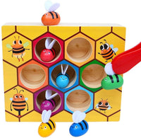 Wooden Bee Toddler Fine Motor Skill Toy - (Montessori Wooden Puzzle Early Learning Preschool Educational Kids) Kings Warehouse 